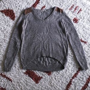 LA Made Faux Suede Shoulder Sweater Tan Size S